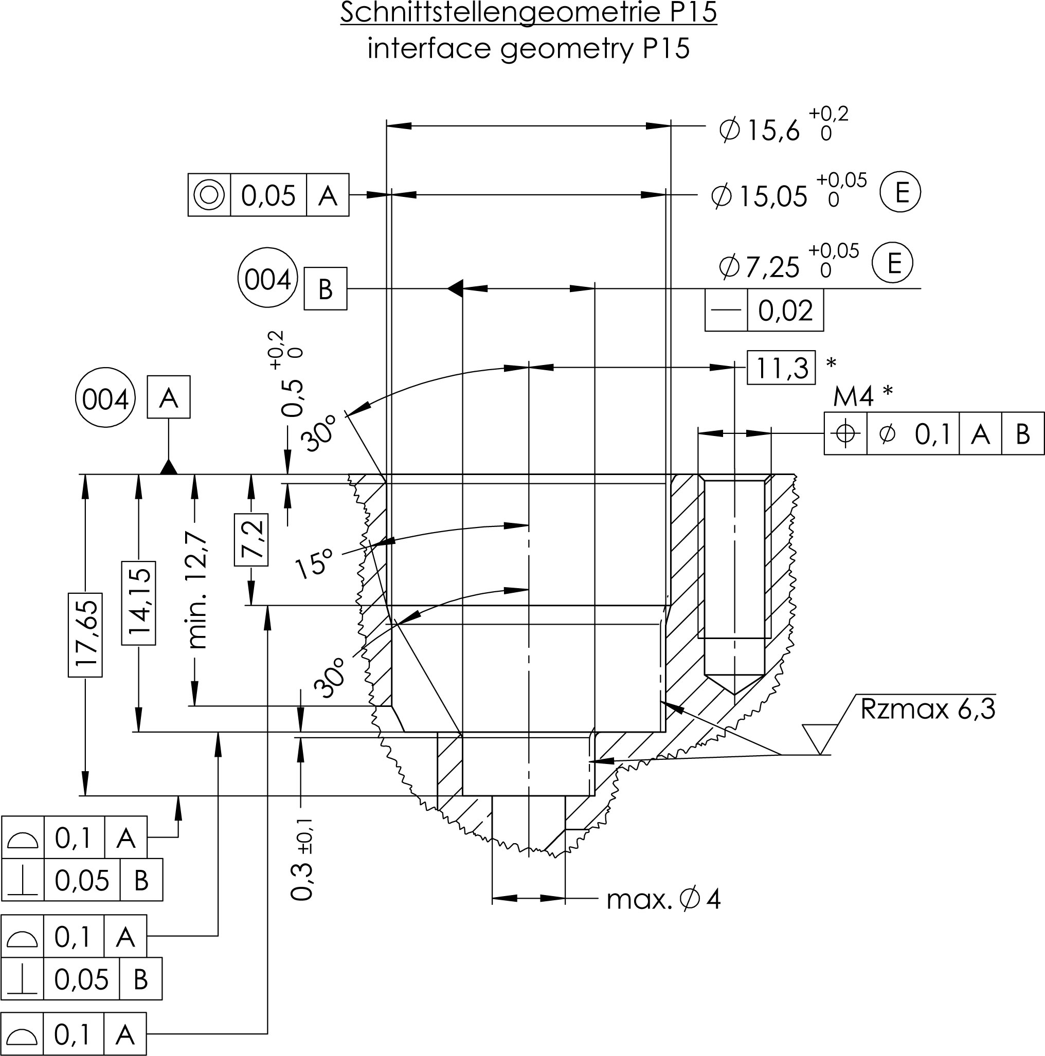 15mm Mikroventil Einbaugeometrie 15mm Mikroventil Einbaugeometrie